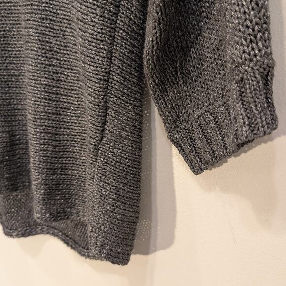 Eileen Fisher Gray Sweater Scoop Neck 92% Viscose/8% Spandex 3/4 Sleeve -Size S - Picture 5 of 6